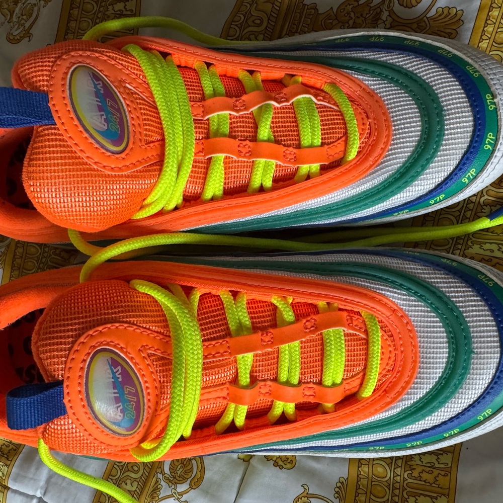 Nike Orange and Green Sneakers